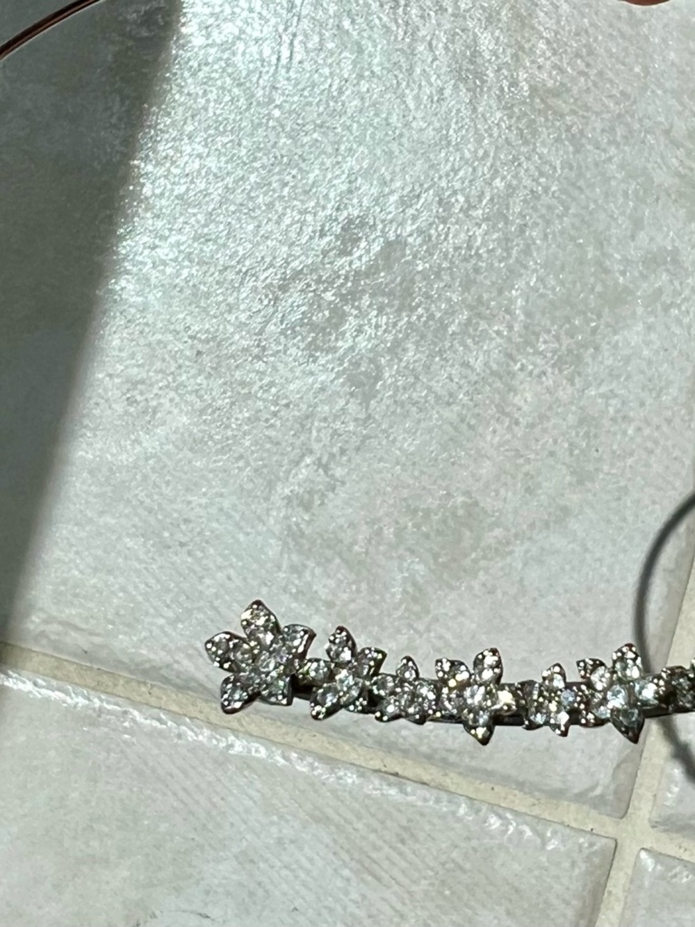 Crystal Floral Rhinestone necklace Silver
